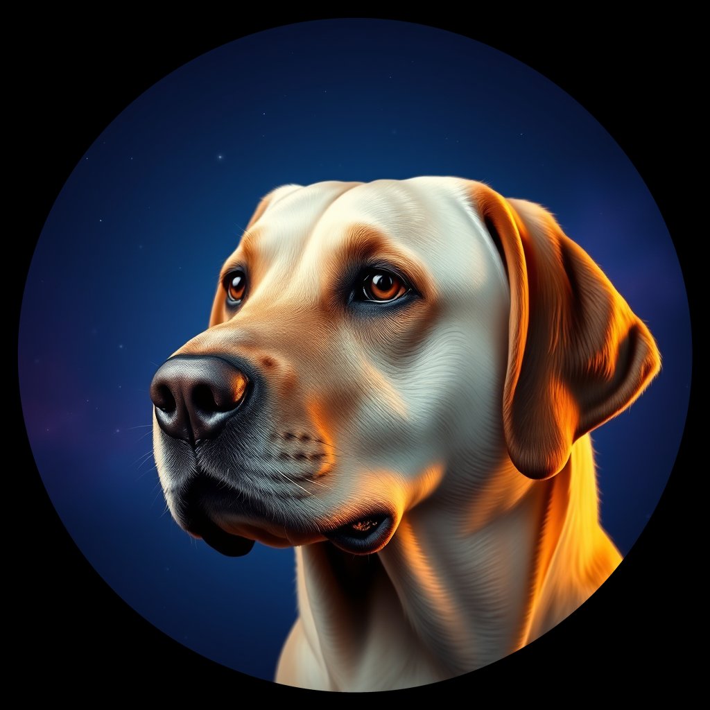 Cosmic medallion portrait of PFZ43F02_PFZ43F02, a Labrador Retriever