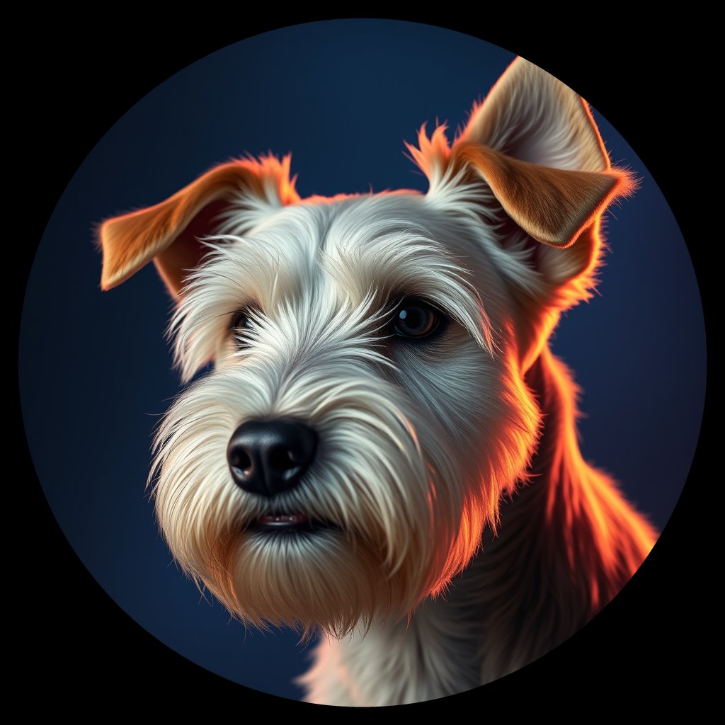 Cosmic medallion portrait of PFZ43F04_PFZ43F04, a Dandie Dinmont Terrier