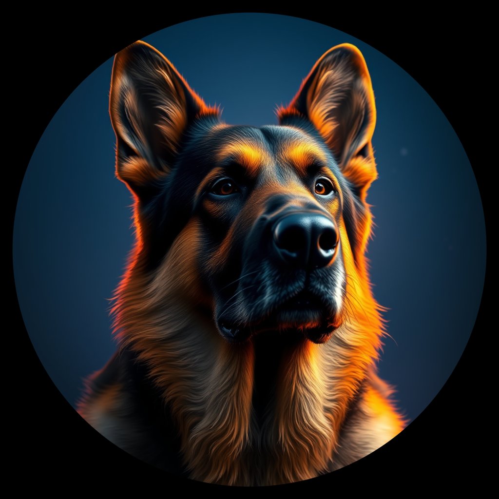 Cosmic medallion portrait of PFZ43F05_PFZ43F05, a German Shepherd