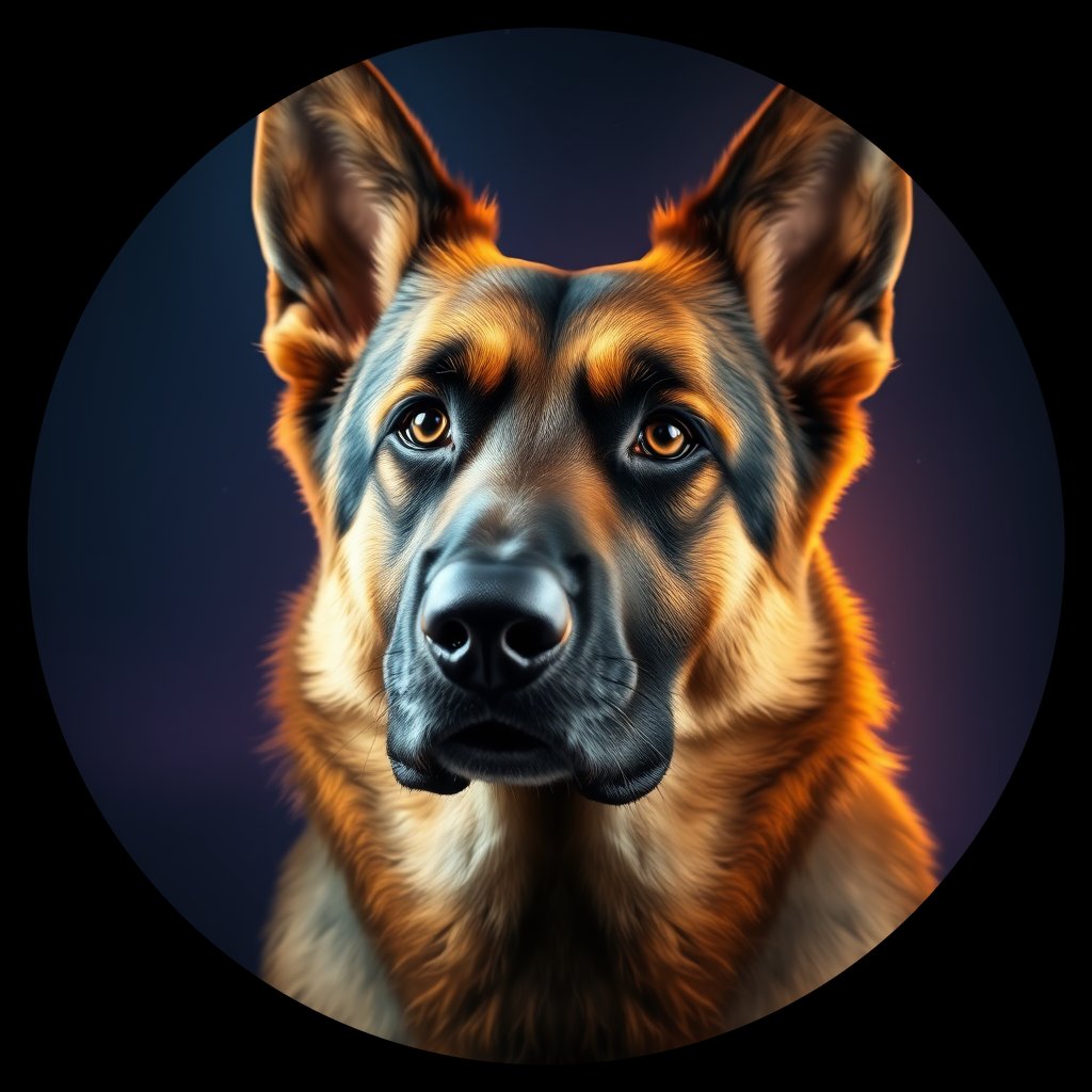 Cosmic medallion portrait of PFZ43F06_PFZ43F06, a German Shepherd