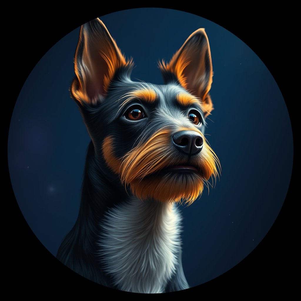 Cosmic medallion portrait of PFZ43F07_PFZ43F07, a Toy Manchester Terrier