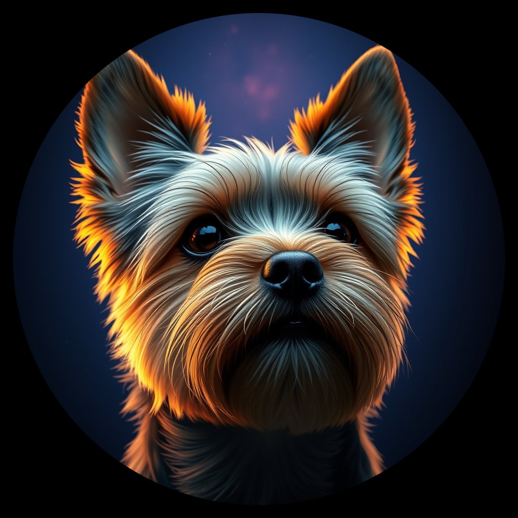 Cosmic medallion portrait of PFZ43F08_PFZ43F08, a Yorkshire Terrier