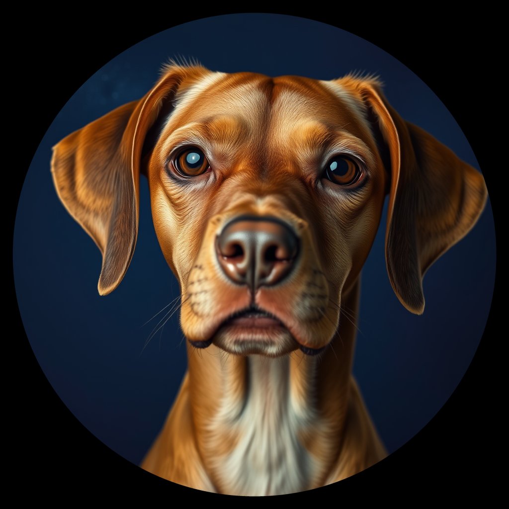 Cosmic medallion portrait of PFZ43F10_PFZ43F10, a Vizsla