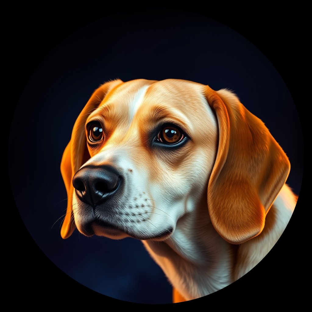 Cosmic medallion portrait of PFZ43F11_PFZ43F11, a Beagle