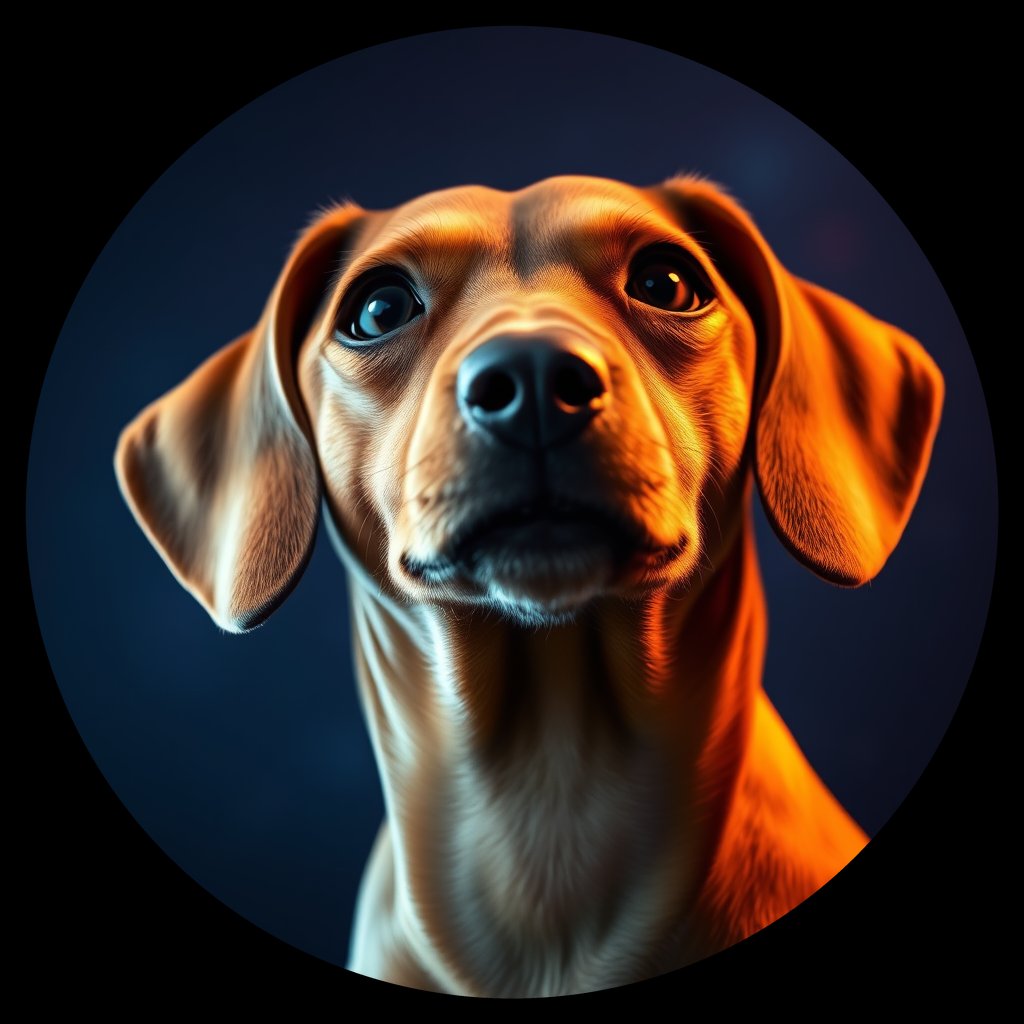 Cosmic medallion portrait of PFZ43G01_PFZ43G01, a Dachshund