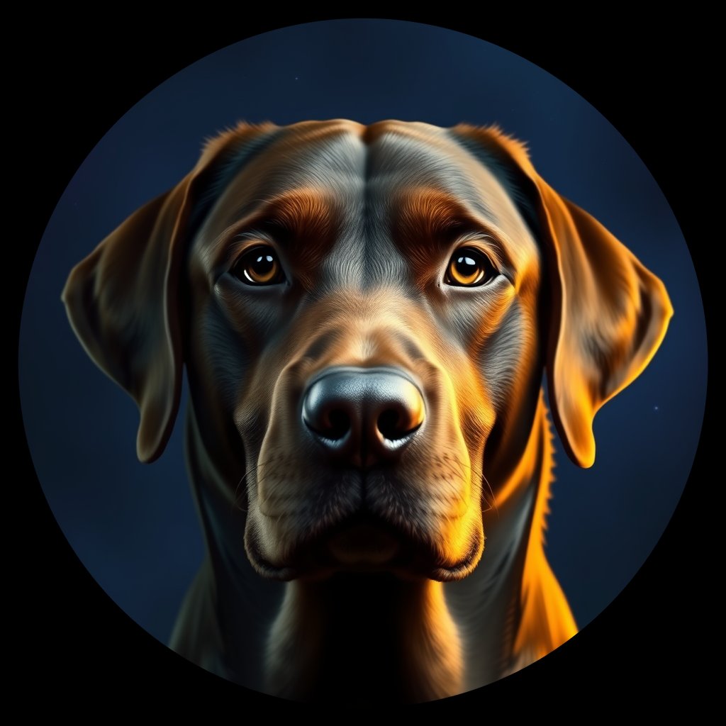 Cosmic medallion portrait of PFZ43G02_PFZ43G02, a Labrador Retriever