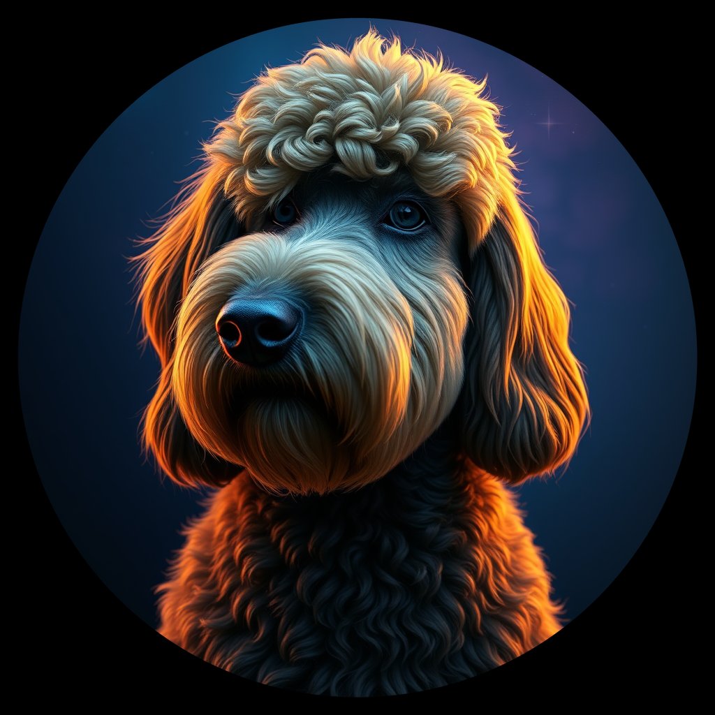 Cosmic medallion portrait of PFZ43G04_PFZ43G04, a Poodle