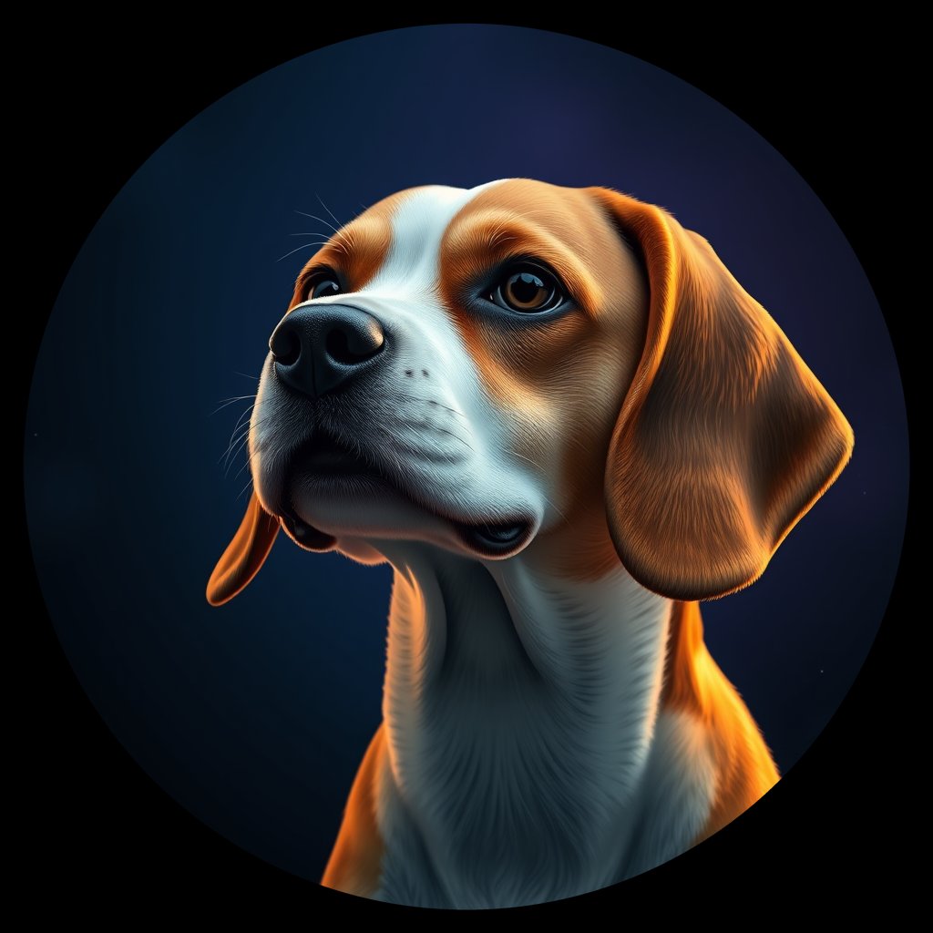 Cosmic medallion portrait of PFZ43G08_PFZ43G08, a Beagle