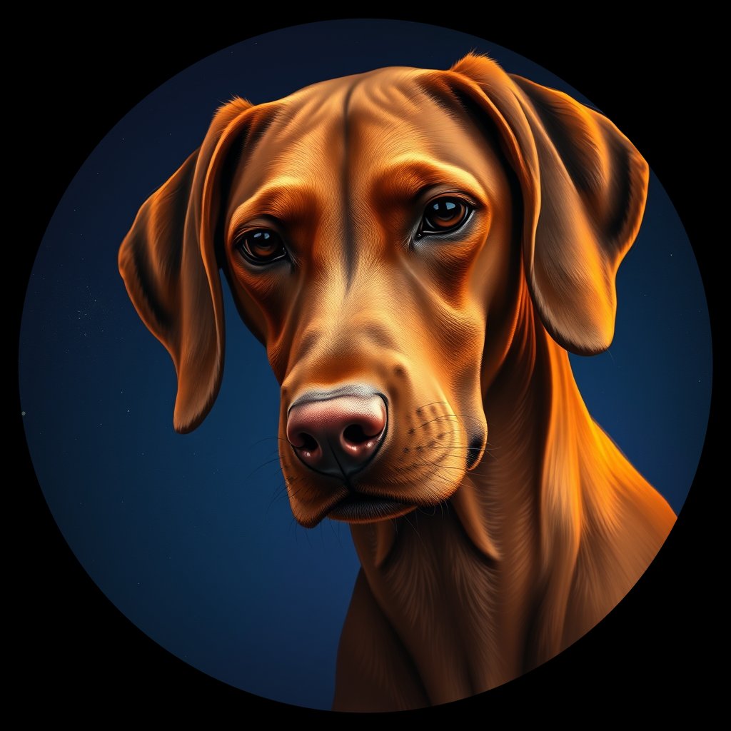 Cosmic medallion portrait of PFZ43G09_PFZ43G09, a Vizsla