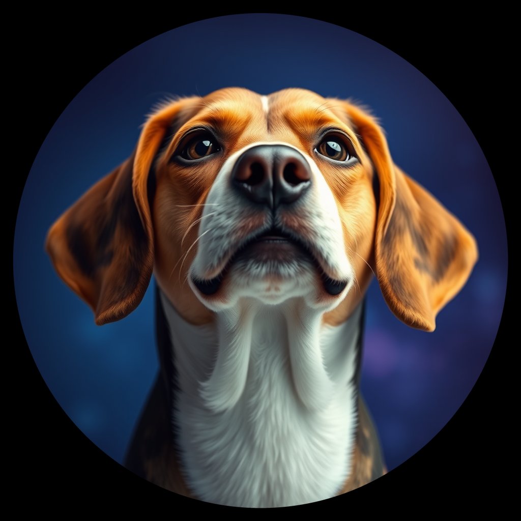 Cosmic medallion portrait of PFZ43G11_PFZ43G11, a Beagle