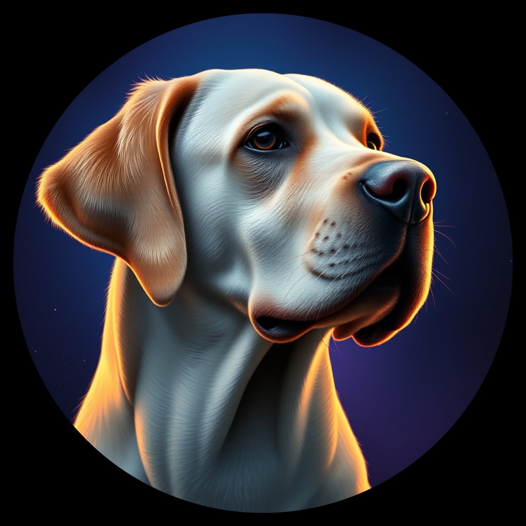 Cosmic medallion portrait of PFZ43H02_PFZ43H02, a Labrador Retriever