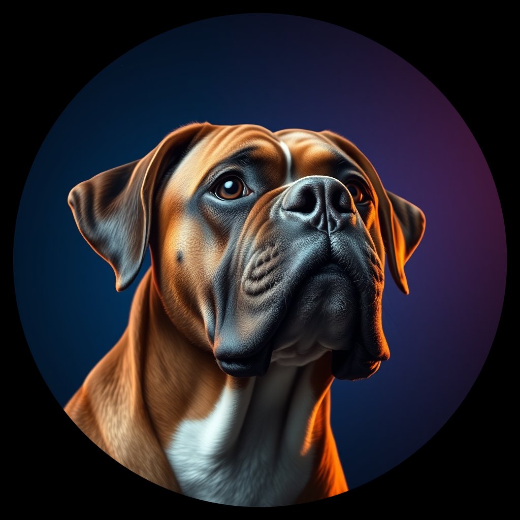 Cosmic medallion portrait of PFZ43H03_PFZ43H03, a Boxer