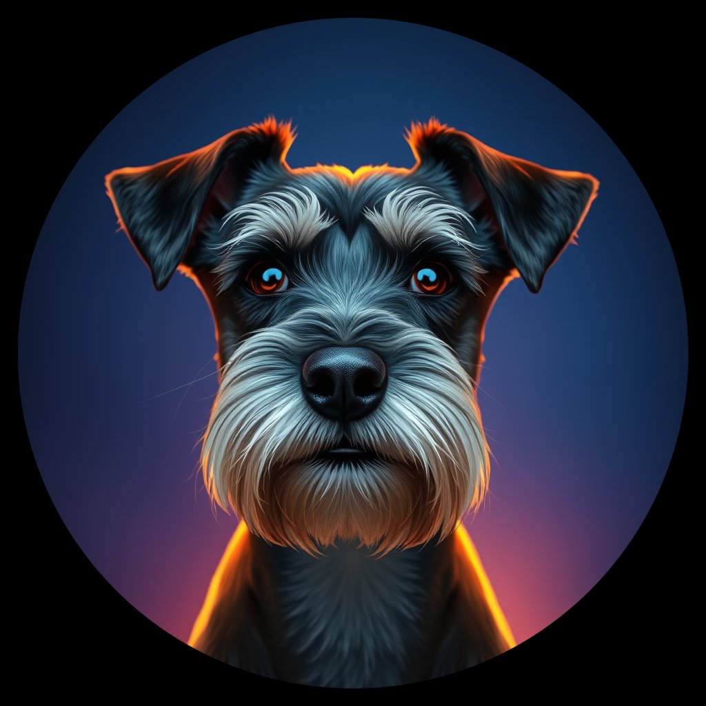 Cosmic medallion portrait of PFZ43H05_PFZ43H05, a Miniature Schnauzer