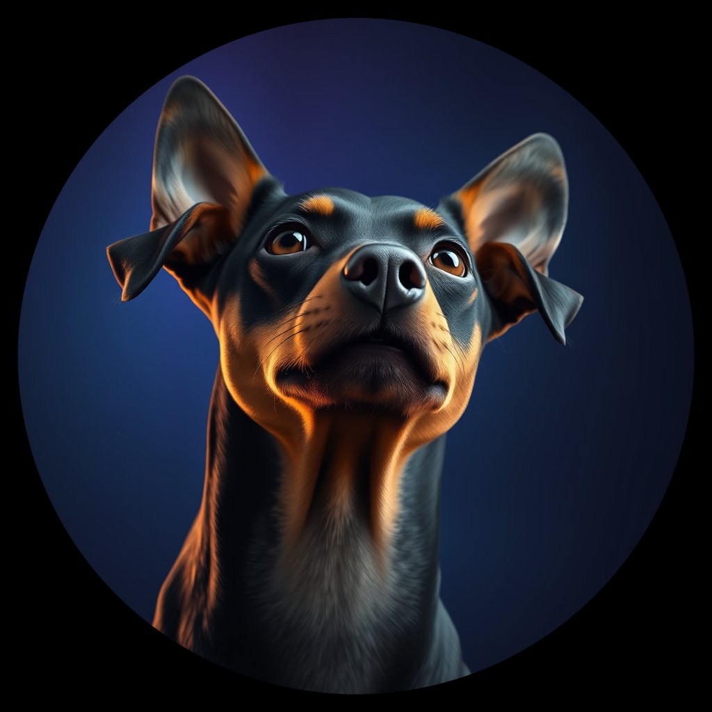 Cosmic medallion portrait of PFZ43H08_PFZ43H08, a Miniature Pinscher