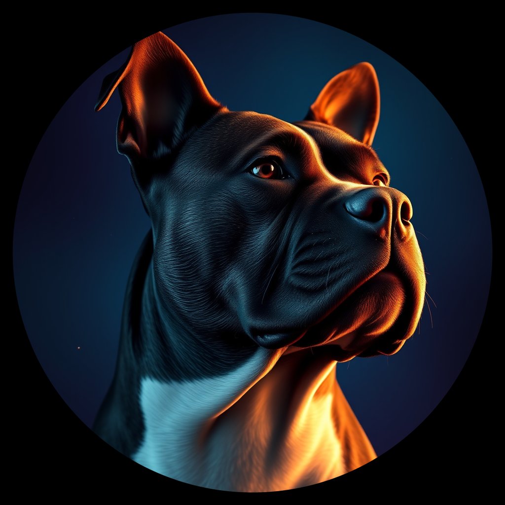 Cosmic medallion portrait of PFZ43H10_PFZ43H10, a Staffordshire Bull Terrier
