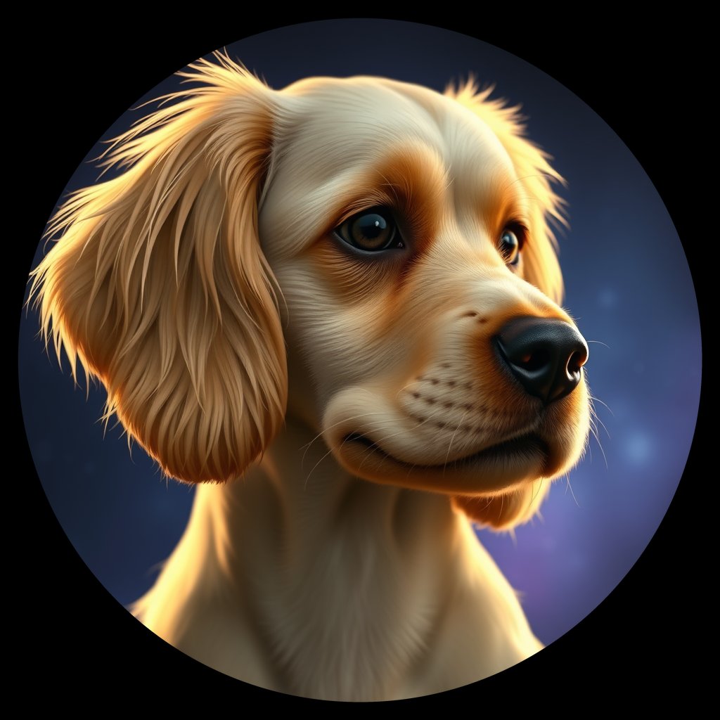 Cosmic medallion portrait of PFZ43H11_PFZ43H11, a American Cocker Spaniel