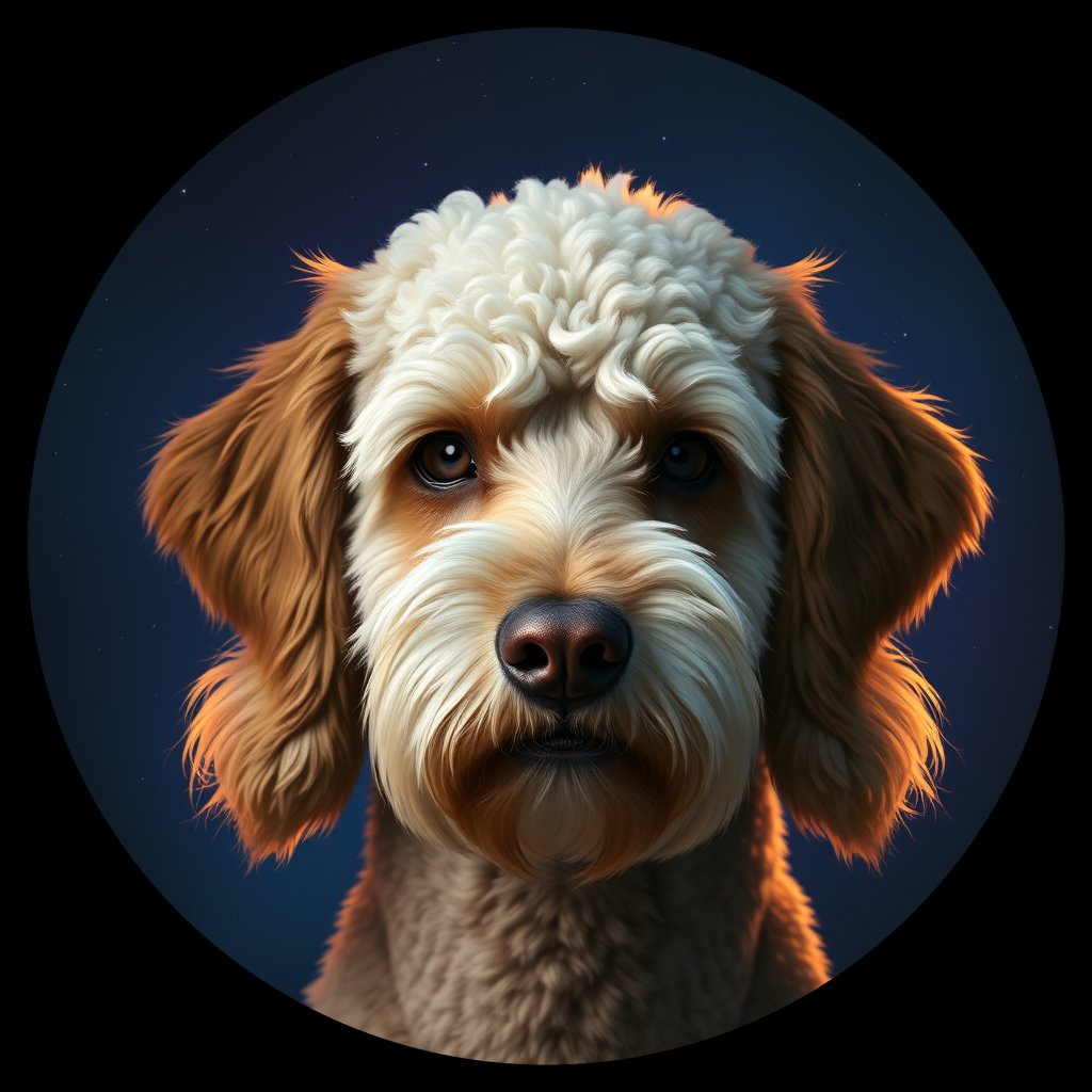 Cosmic medallion portrait of PFZ44A03_PFZ44A03, a Poodle
