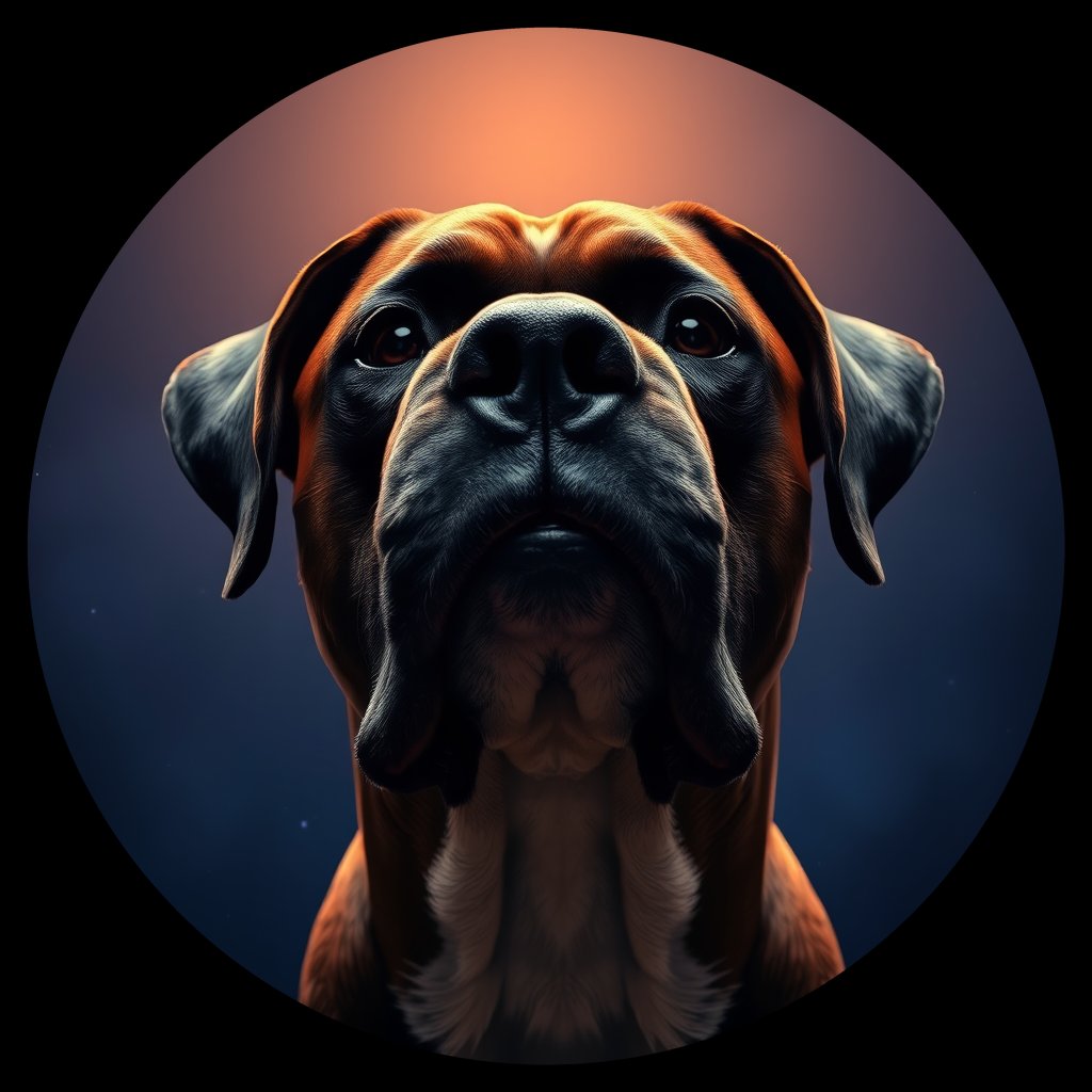 Cosmic medallion portrait of PFZ44A04_PFZ44A04, a Boxer