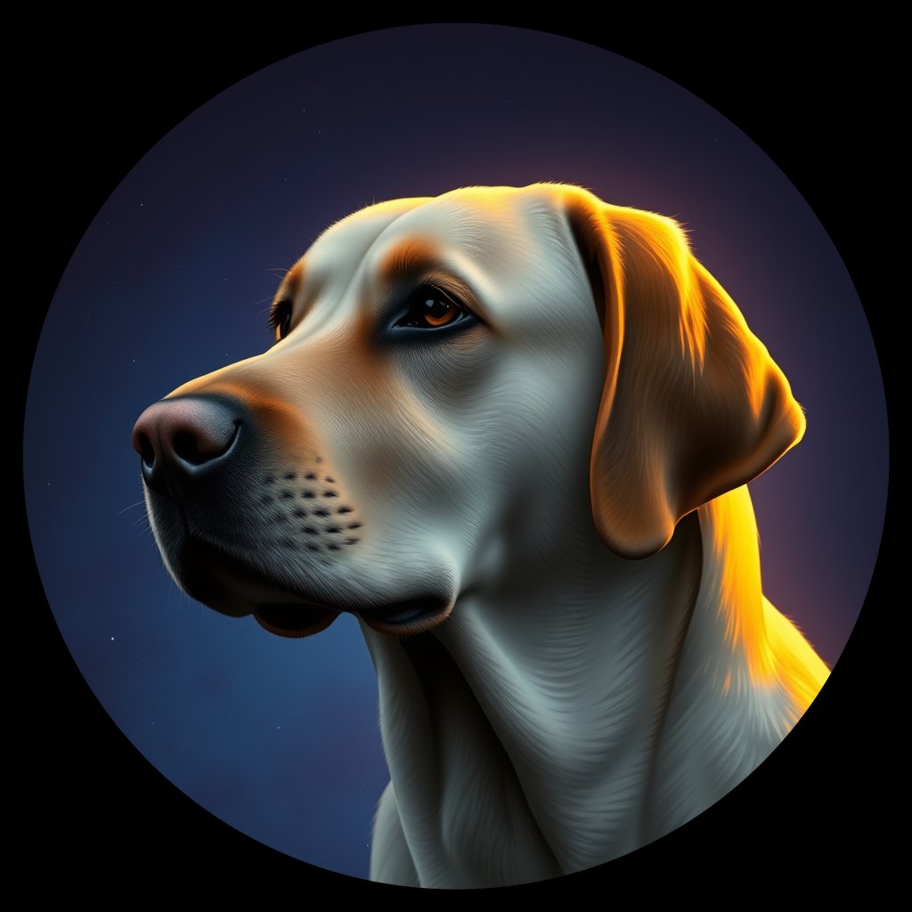 Cosmic medallion portrait of PFZ44A06_PFZ44A06, a Labrador Retriever