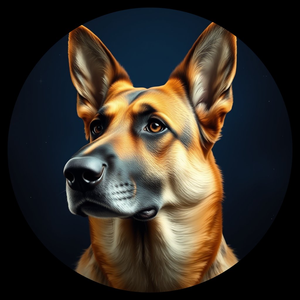 Cosmic medallion portrait of PFZ44A07_PFZ44A07, a German Shepherd