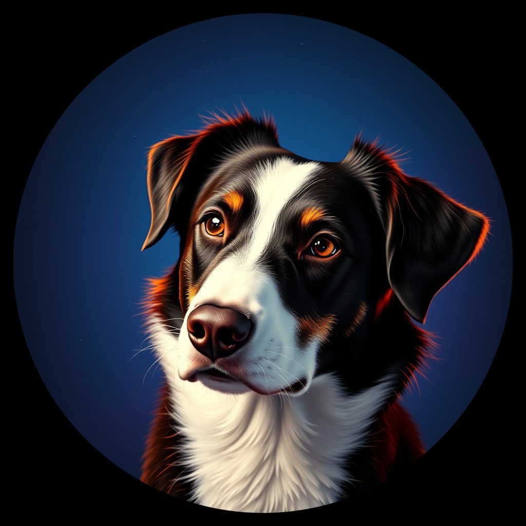 Cosmic medallion portrait of PFZ44A08_PFZ44A08, a Border Collie