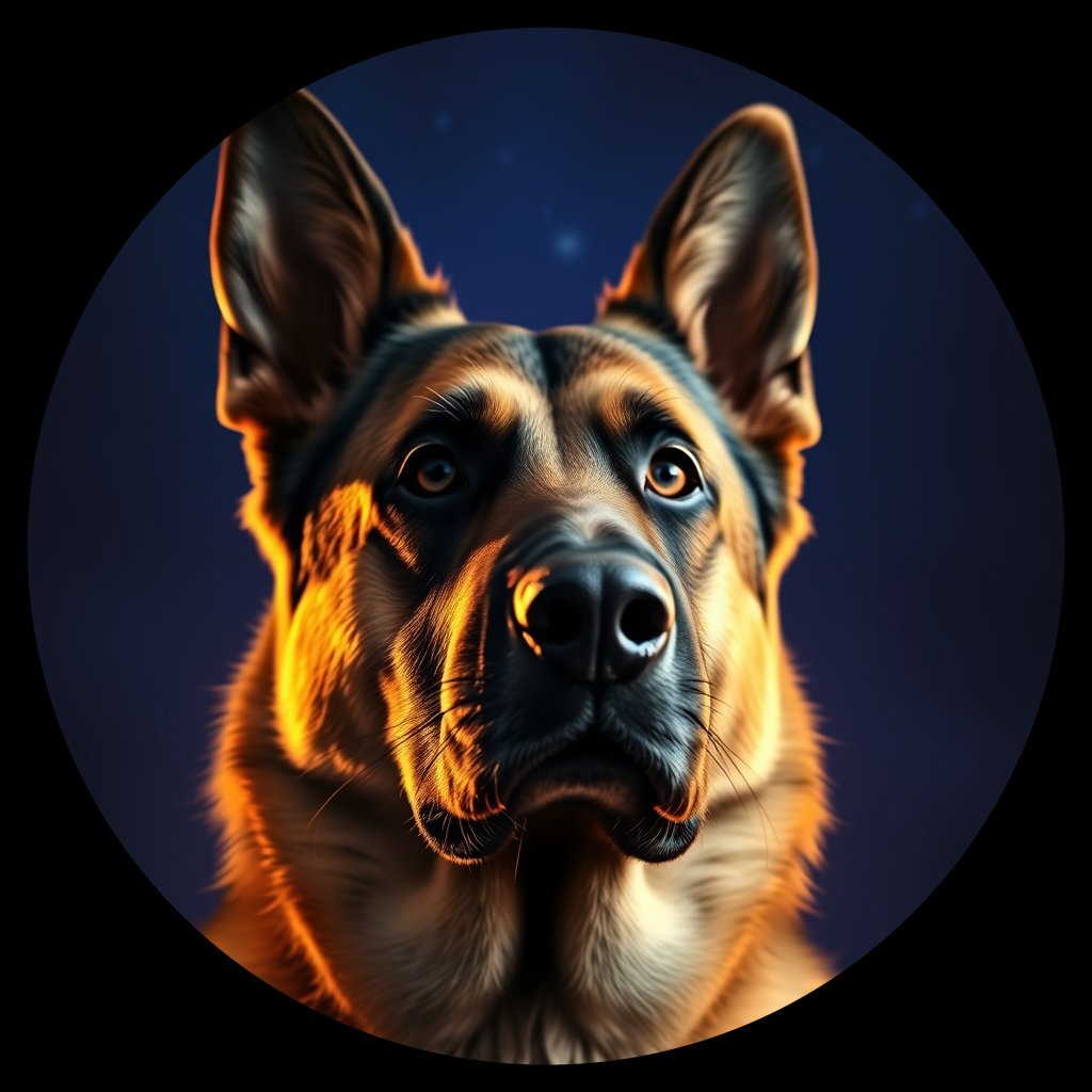 Cosmic medallion portrait of PFZ44A09_PFZ44A09, a German Shepherd