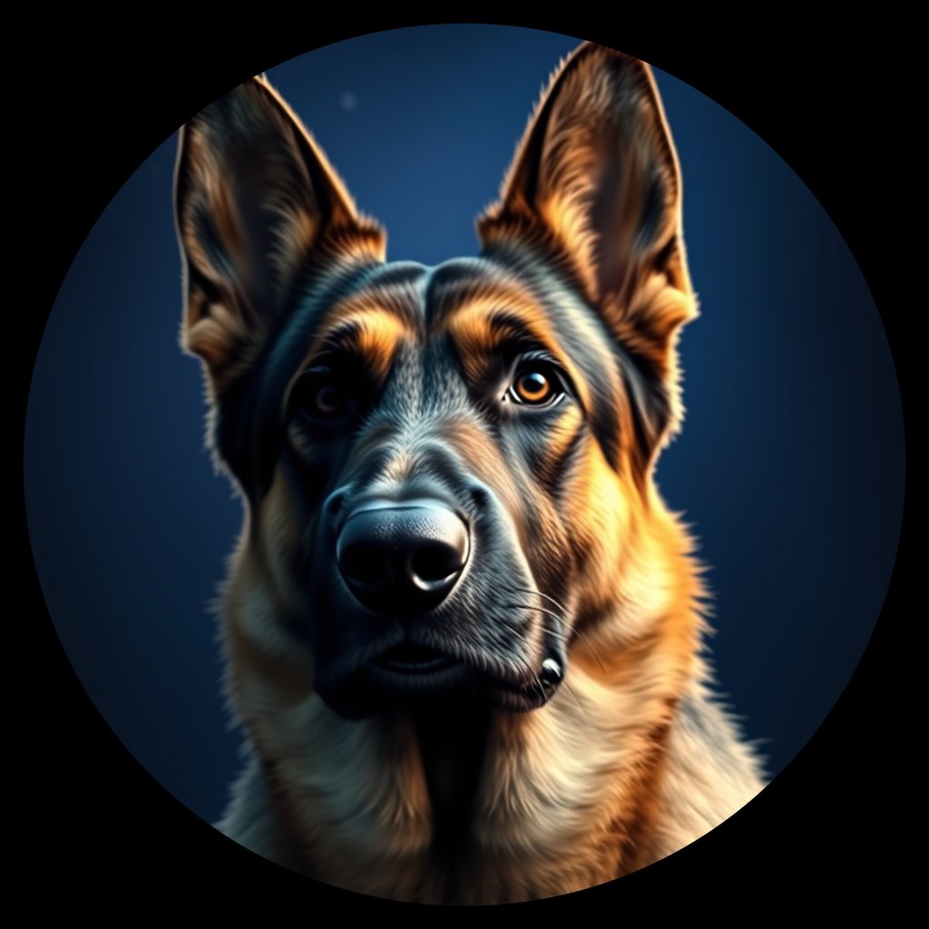 Cosmic medallion portrait of PFZ44A10_PFZ44A10, a German Shepherd