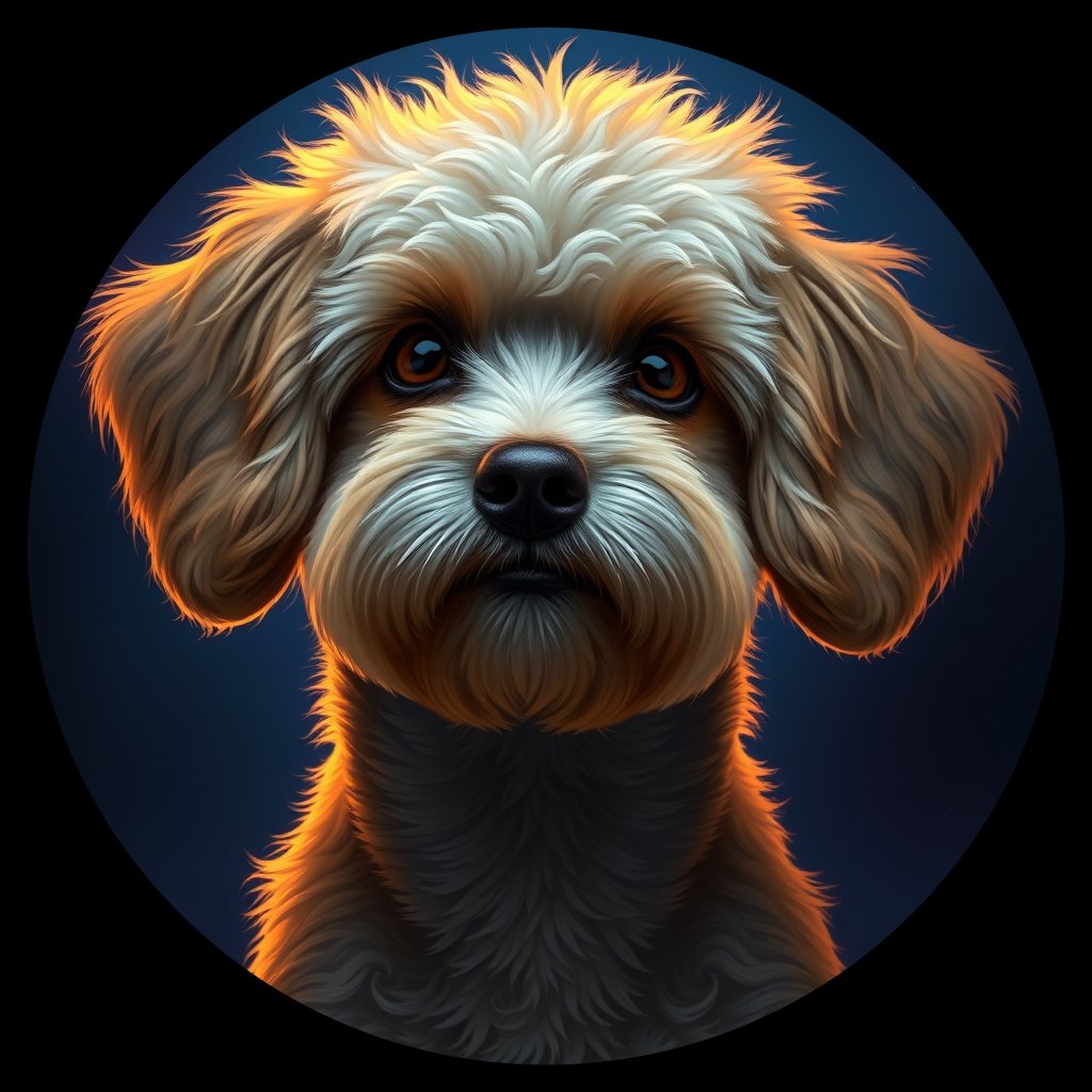 Cosmic medallion portrait of PFZ44A12_PFZ44A12, a Poodle