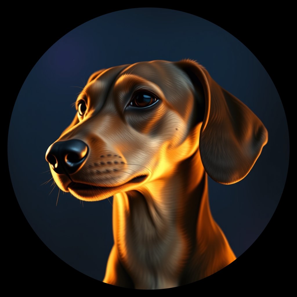 Cosmic medallion portrait of PFZ44B01_PFZ44B01, a Dachshund