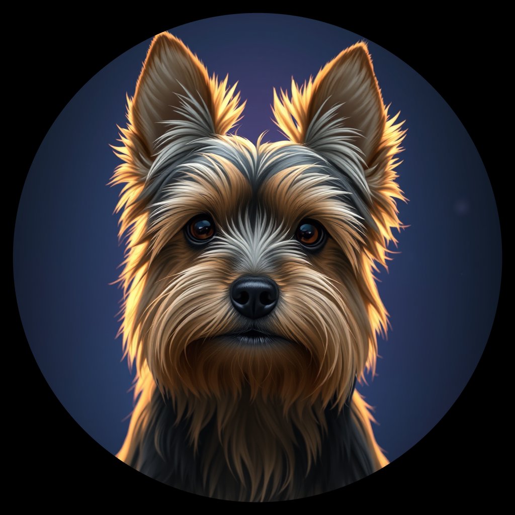 Cosmic medallion portrait of PFZ44B02_PFZ44B02, a Yorkshire Terrier