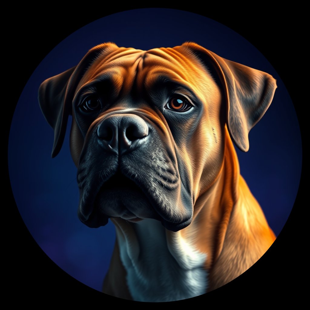 Cosmic medallion portrait of PFZ44B06_PFZ44B06, a Boxer