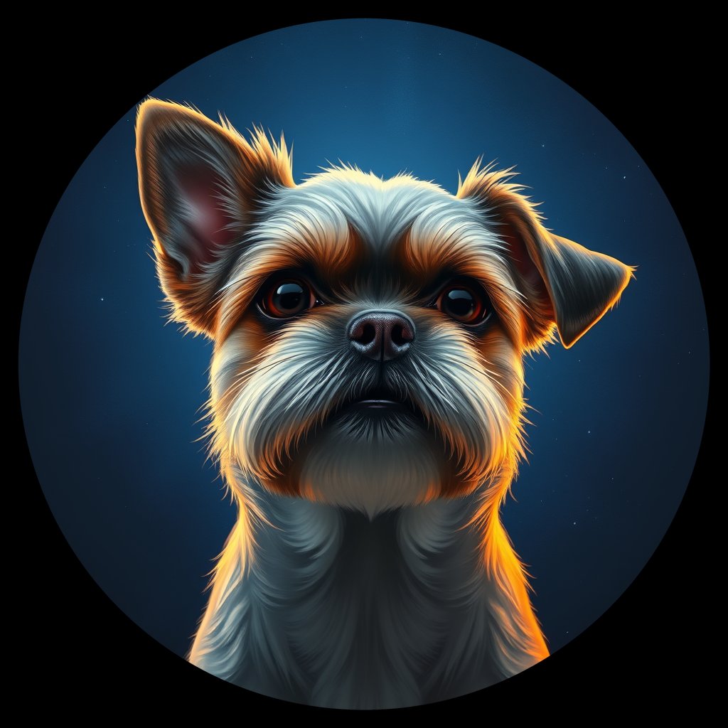 Cosmic medallion portrait of PFZ44B07_PFZ44B07, a Shih Tzu