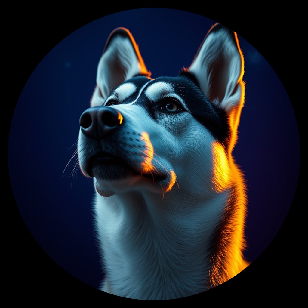 Cosmic medallion portrait of PFZ44B11_PFZ44B11, a Siberian Husky