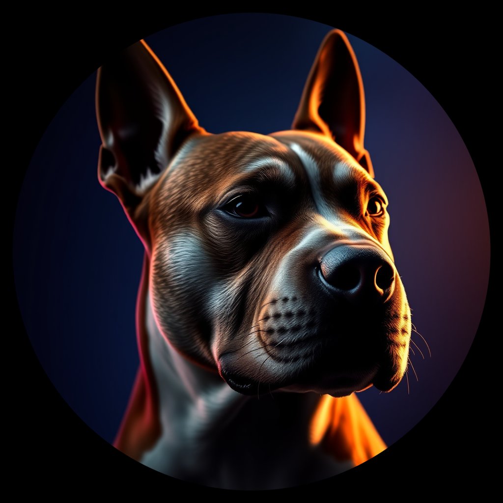 Cosmic medallion portrait of PFZ44B12_PFZ44B12, a Staffordshire Bull Terrier