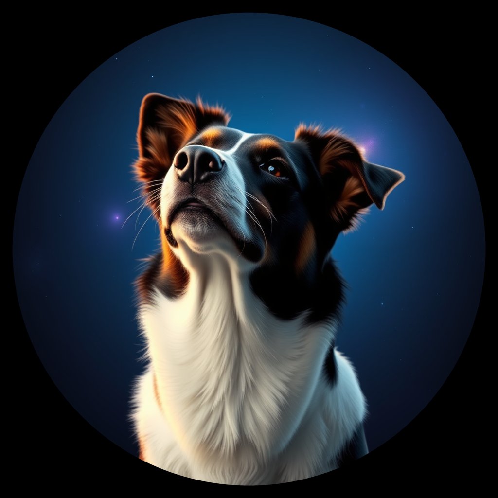 Cosmic medallion portrait of PFZ44C01_PFZ44C01, a Border Collie