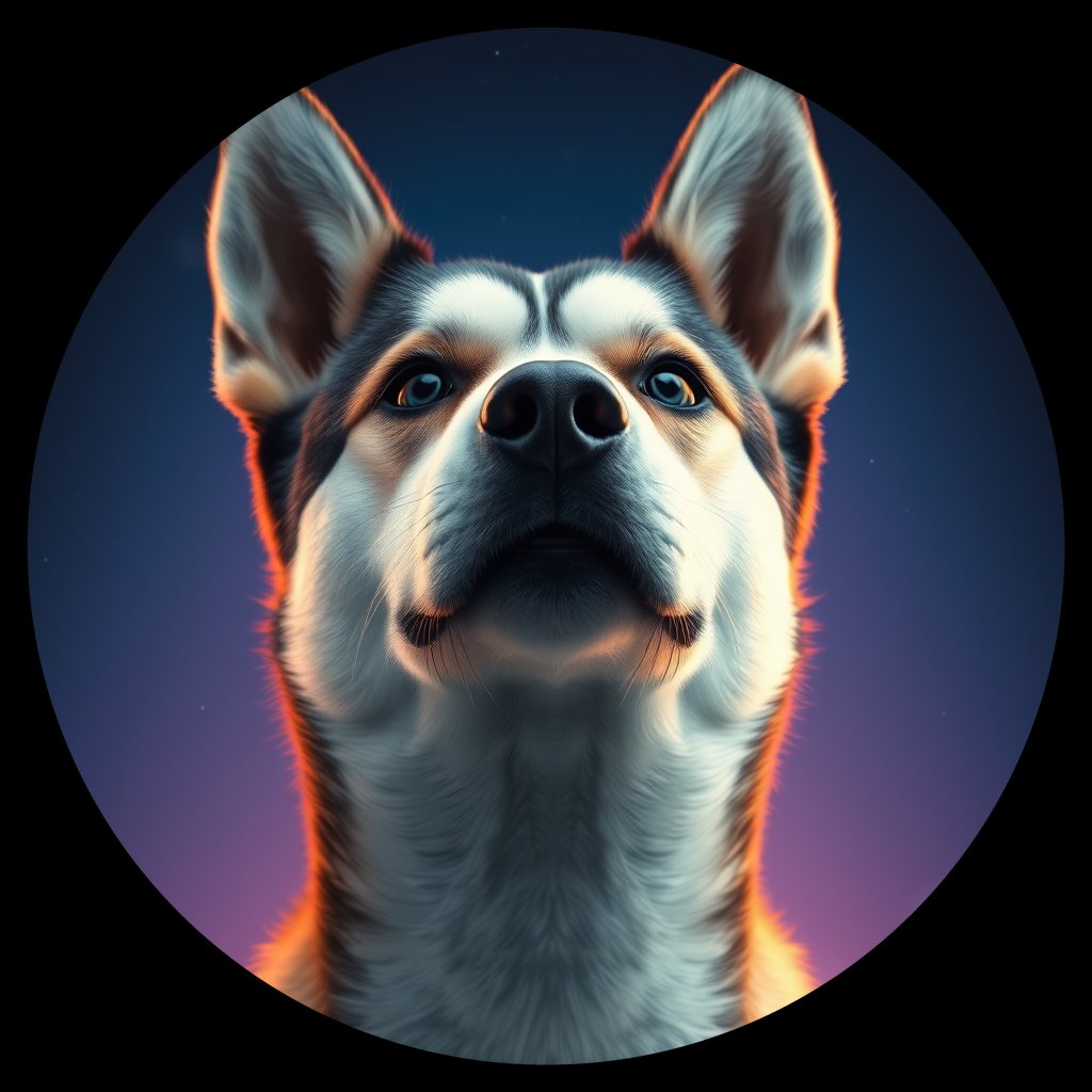 Cosmic medallion portrait of PFZ44C03_PFZ44C03, a Siberian Husky