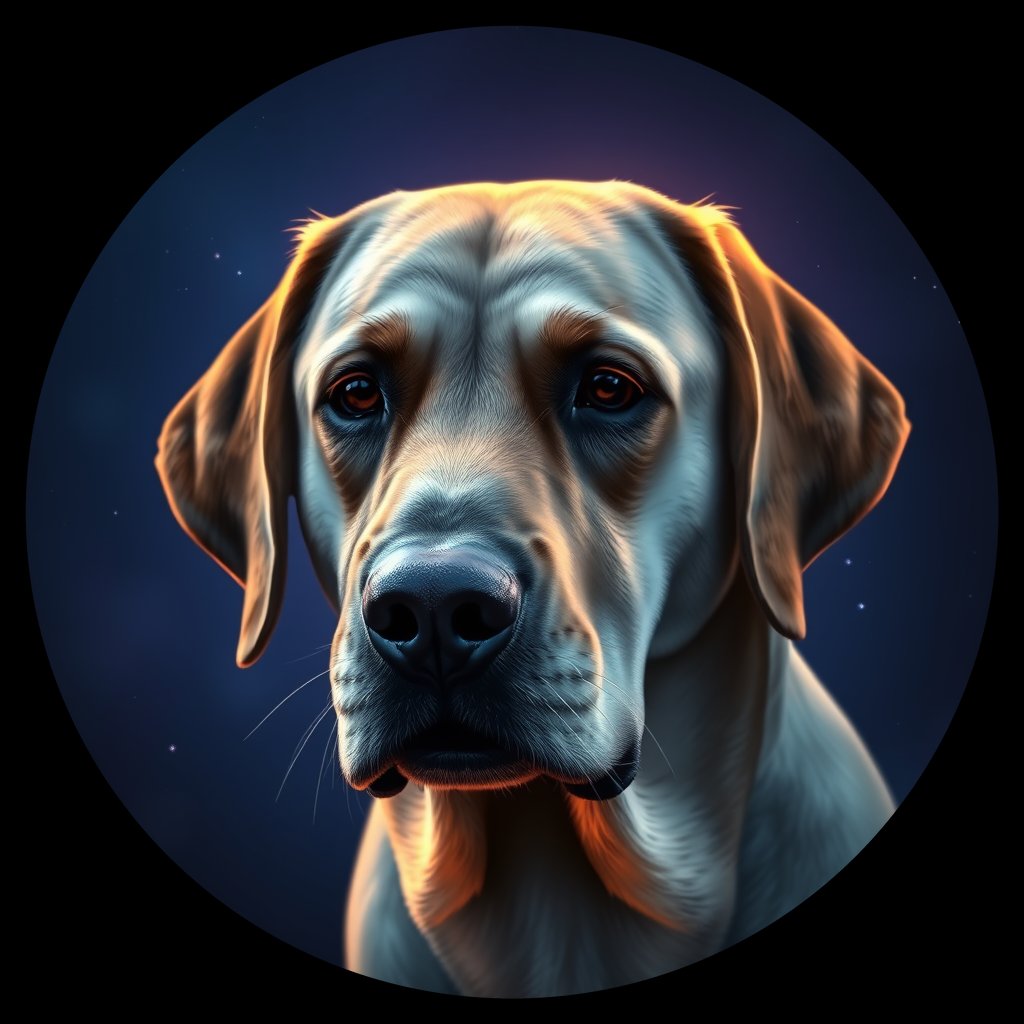 Cosmic medallion portrait of PFZ44C05_PFZ44C05, a Labrador Retriever