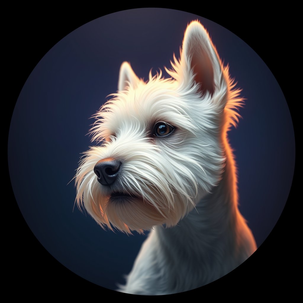 Cosmic medallion portrait of PFZ44C07_PFZ44C07, a West Highland White Terrier