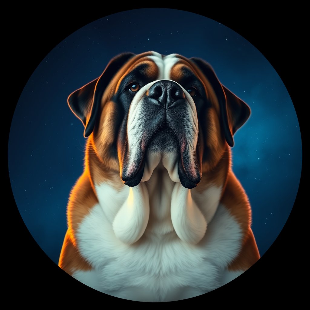 Cosmic medallion portrait of PFZ44C09_PFZ44C09, a Saint Bernard