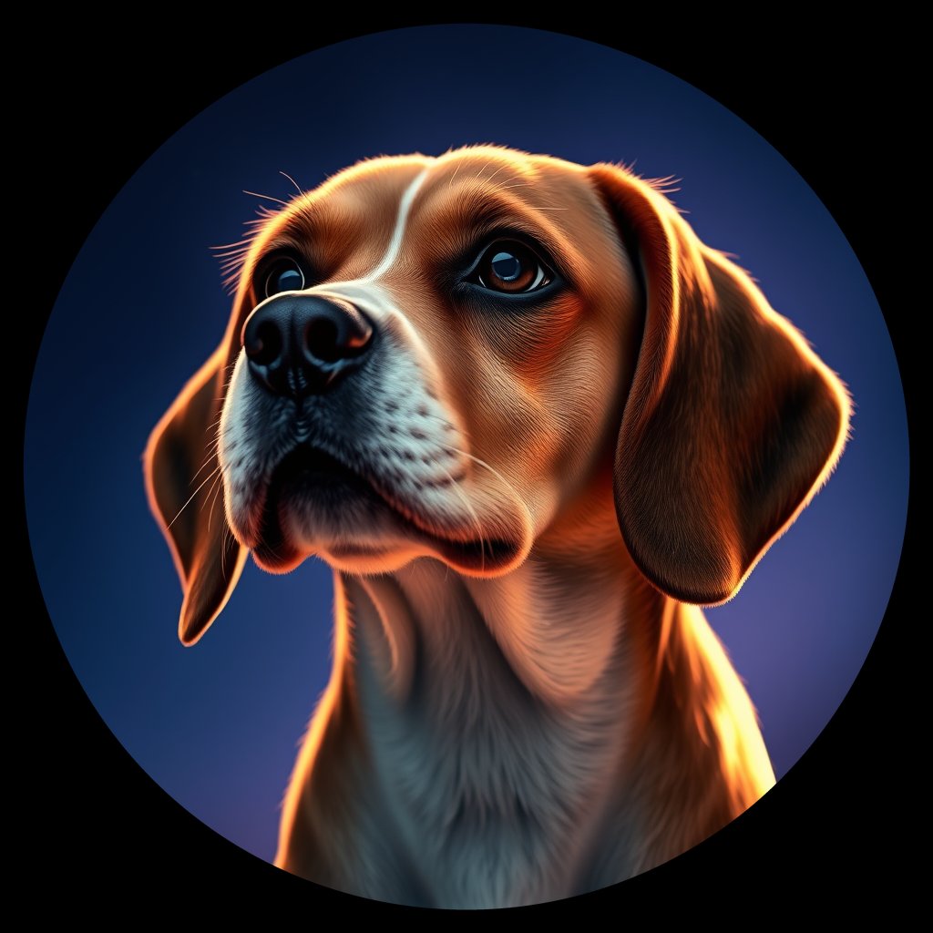 Cosmic medallion portrait of PFZ44C11_PFZ44C11, a Beagle