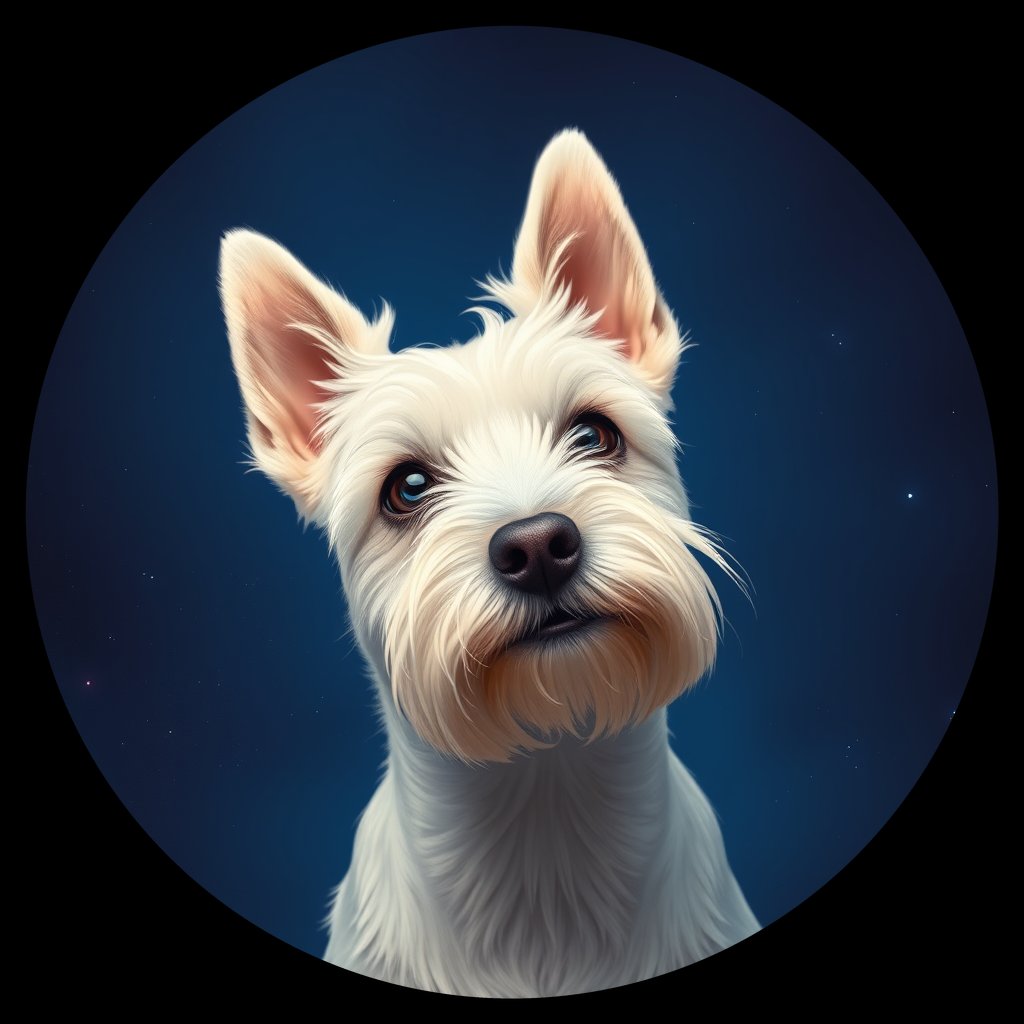 Cosmic medallion portrait of PFZ44C12_PFZ44C12, a West Highland White Terrier