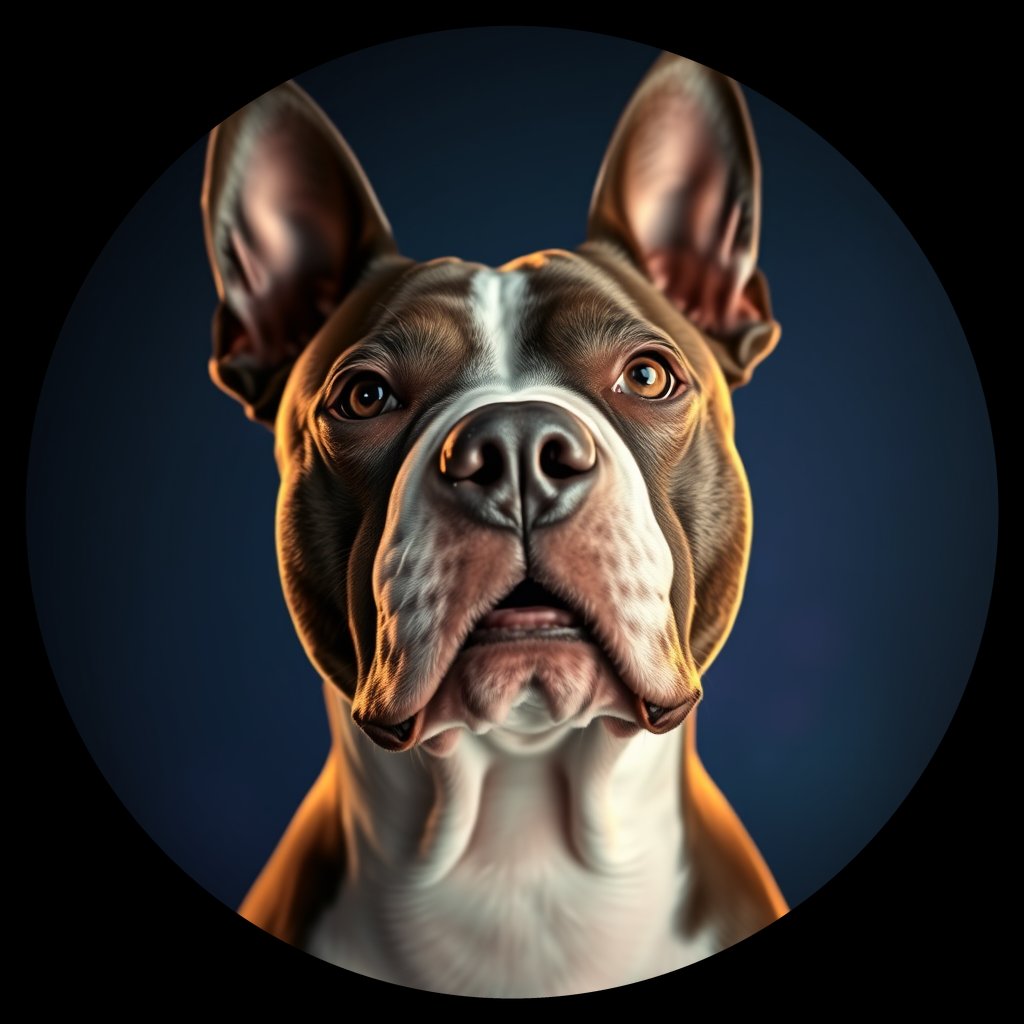 Cosmic medallion portrait of PFZ44D03_PFZ44D03, a Staffordshire Bull Terrier
