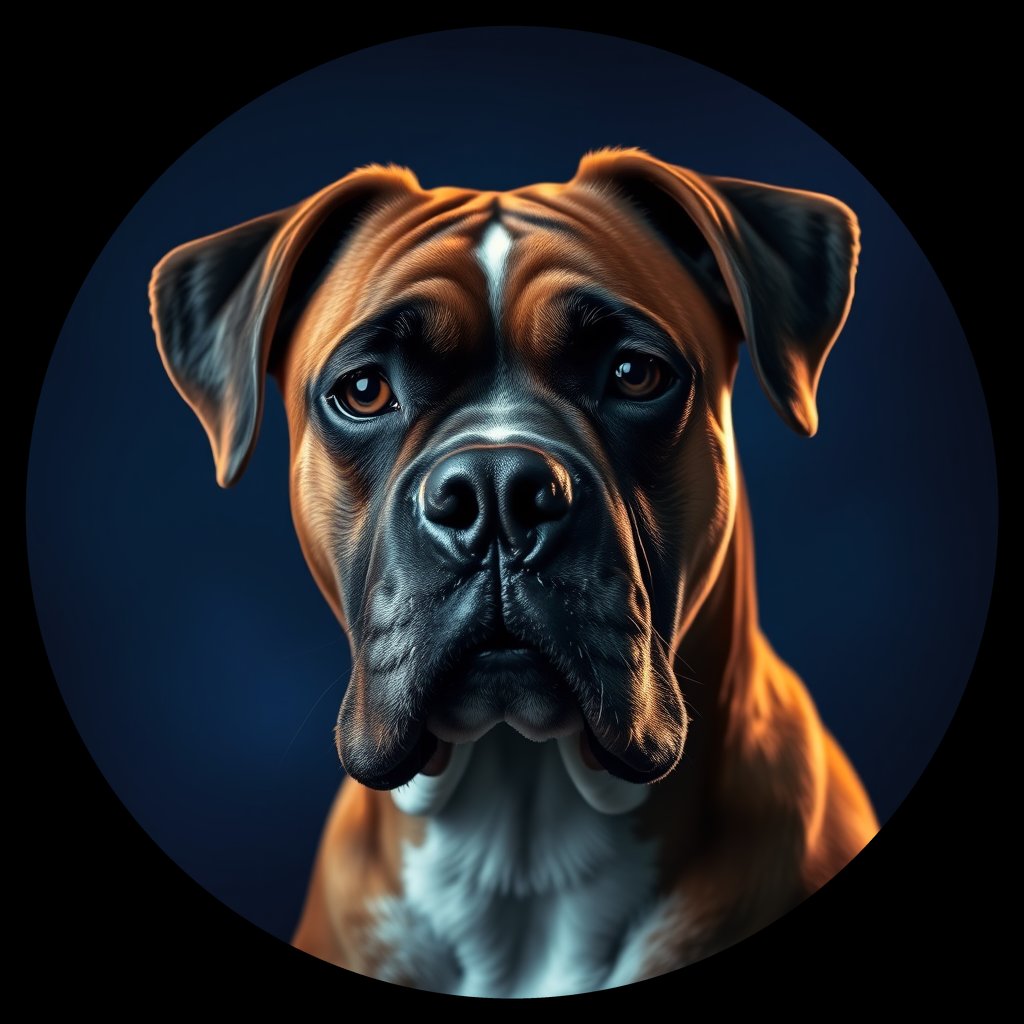 Cosmic medallion portrait of PFZ44D04_PFZ44D04, a Boxer