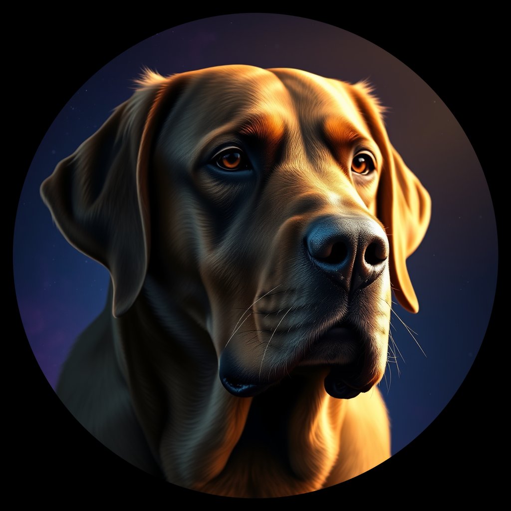 Cosmic medallion portrait of PFZ44D05_PFZ44D05, a Labrador Retriever