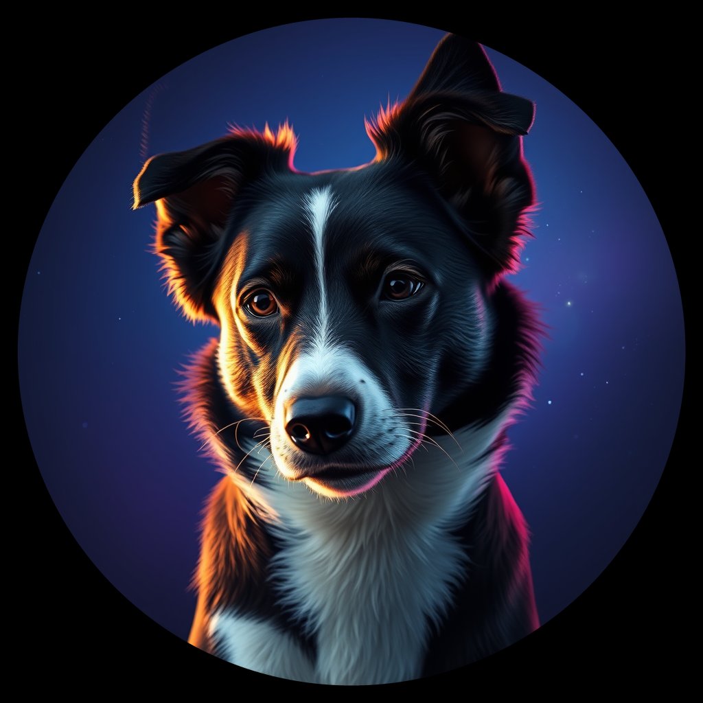 Cosmic medallion portrait of PFZ44D06_PFZ44D06, a Border Collie