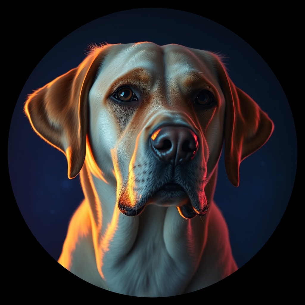 Cosmic medallion portrait of PFZ44D07_PFZ44D07, a Labrador Retriever