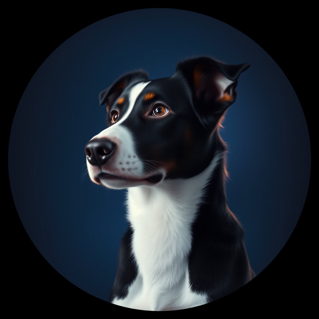 Cosmic medallion portrait of PFZ44D09_PFZ44D09, a Border Collie