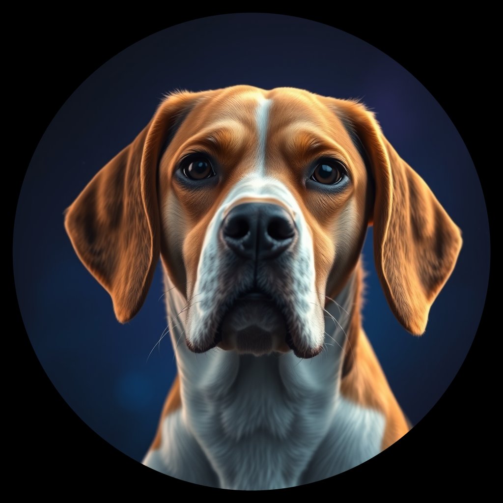 Cosmic medallion portrait of PFZ44D12_PFZ44D12, a Beagle