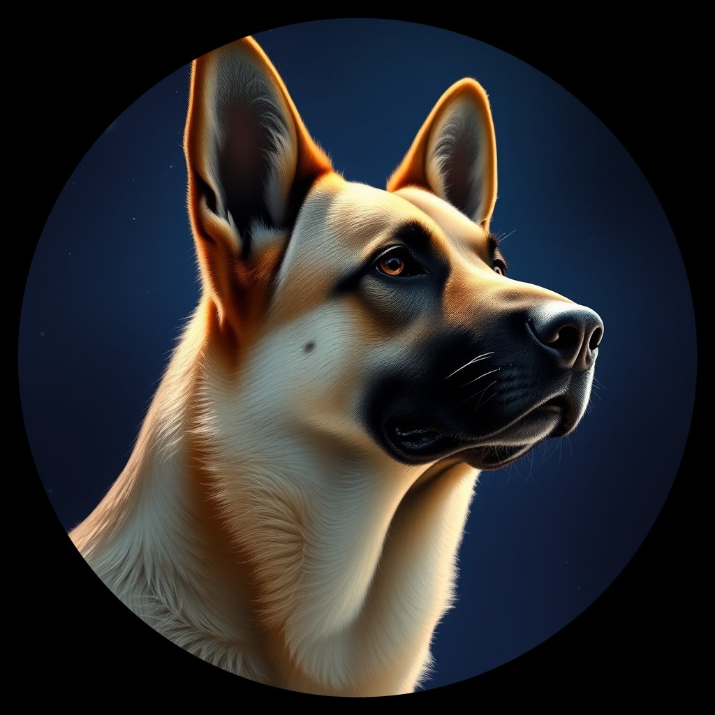 Cosmic medallion portrait of PFZ44E01_PFZ44E01, a German Shepherd