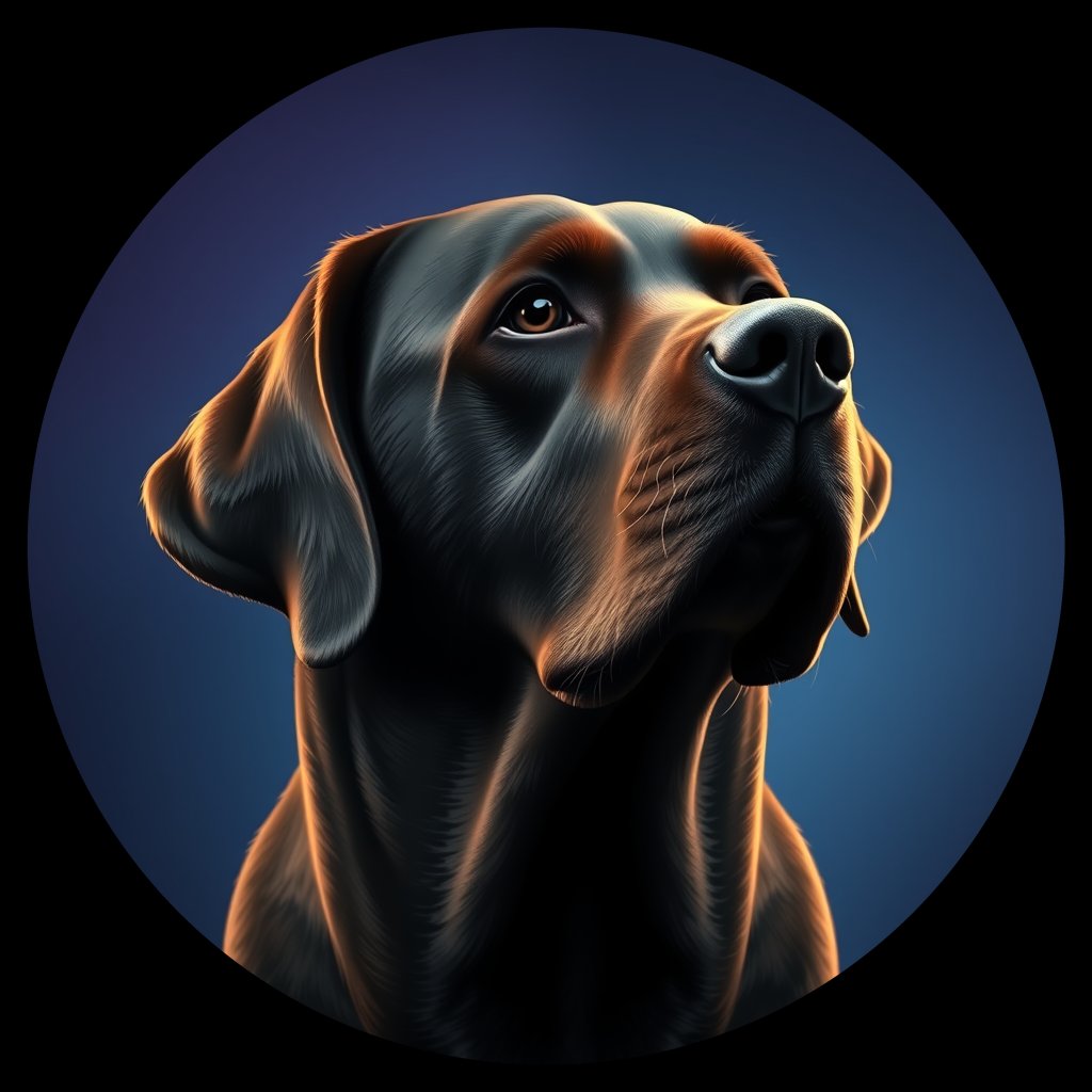 Cosmic medallion portrait of PFZ44E02_PFZ44E02, a Labrador Retriever
